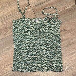 Reformation Green and White Floral Camisole